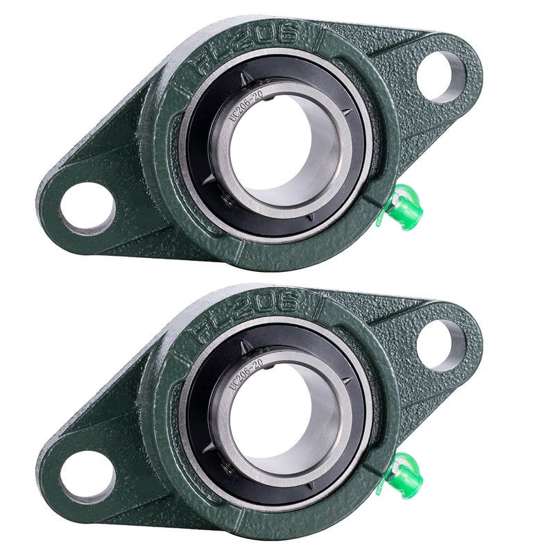 SHINICO Pillow Block Bearing 1 1/4 inch Shaft Bore, Flange Mounted UCFL206-20, Solid Cast Iron Base, Swamp Cooler Parts, Self-Aligning, 2Pack - Image 1